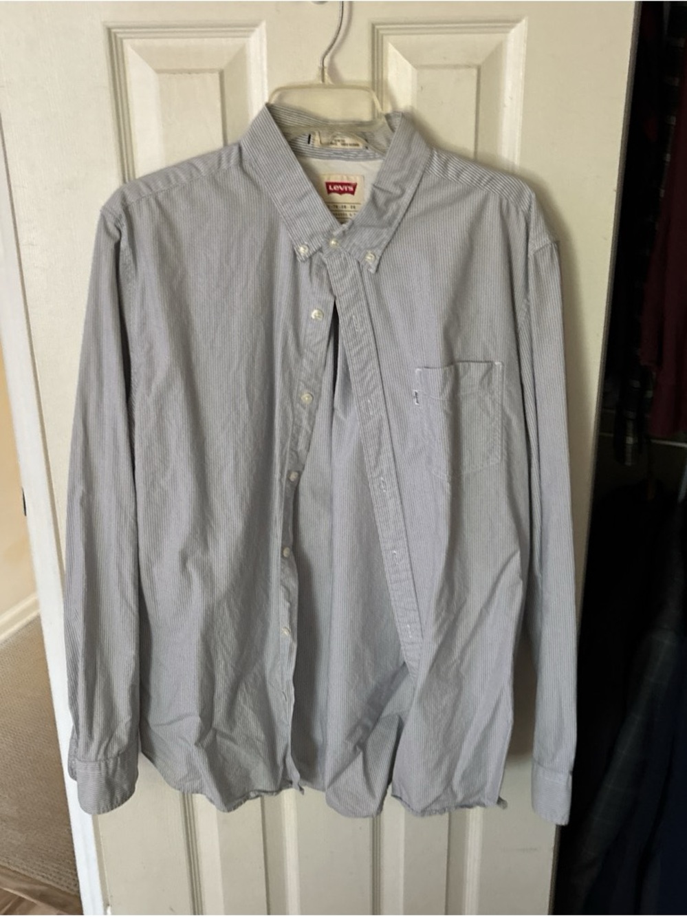 Levi's Men's Light Blue Pinstripe Button-Down Shirt